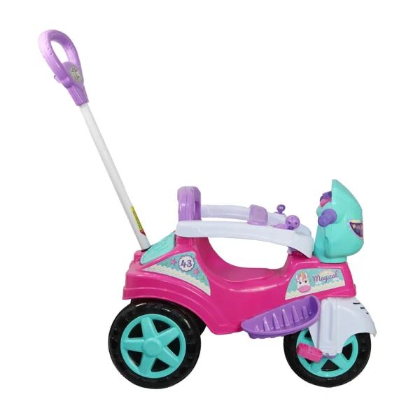 Triciclo Infantil Motoquinha Com Pedal e Empurrador Maral Rosa