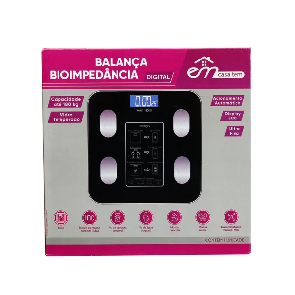 Balança Digital Corporal Bioimpedância App Bluetooth 180 kg Preta - Image 2