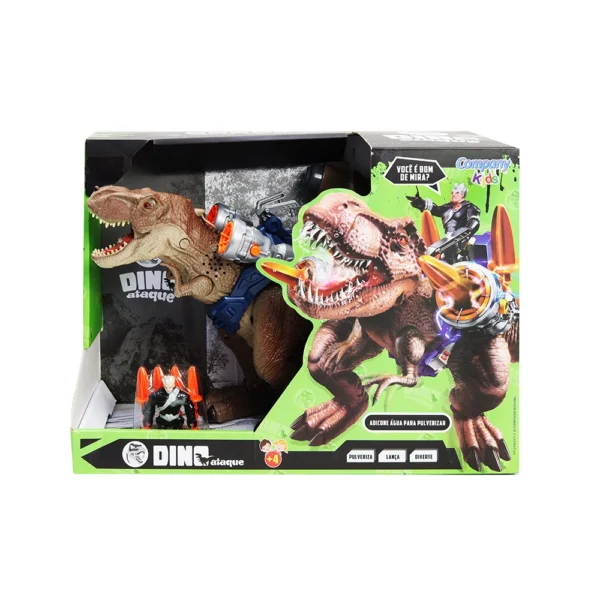 Brinquedo Dinossauro Rex Disparador de Dardos Solta Fumaça e Som
