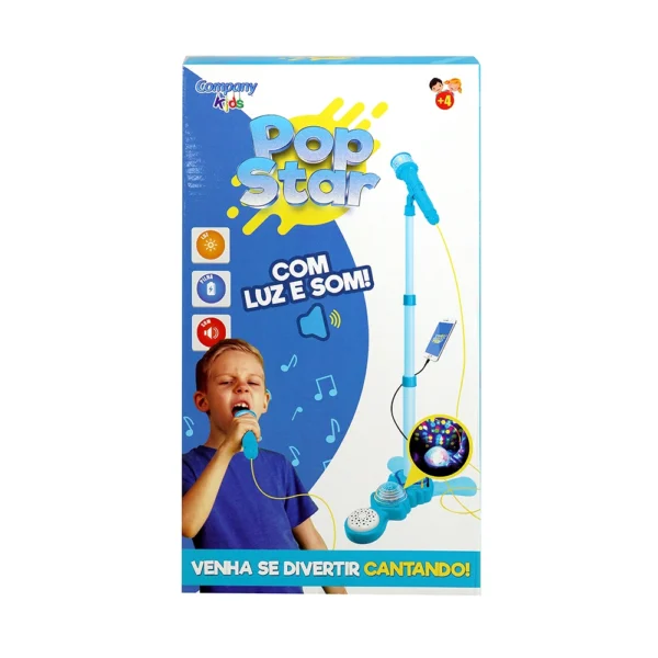 Microfone com Pedestal Pop Star Menino