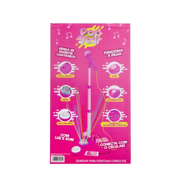 Microfone com Pedestal Pop Star Menina - Image 2