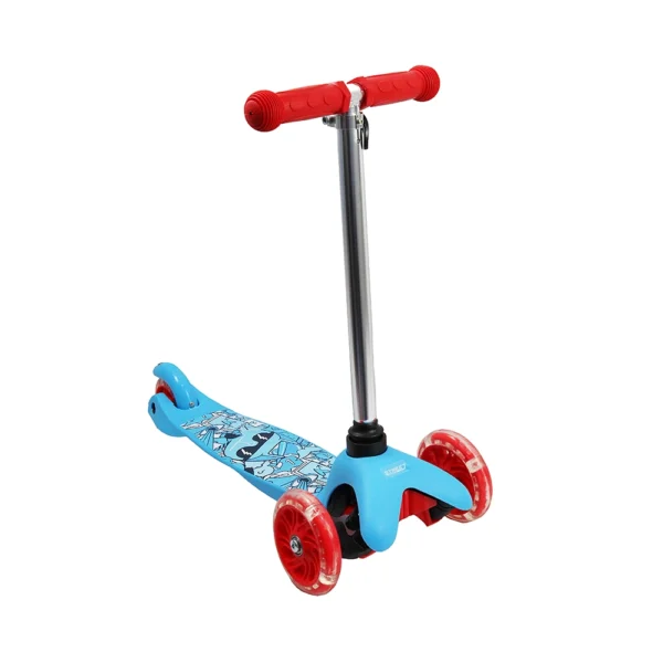 Patinete Infantil 3 Rodas Altura Ajustável com Led Azul e Vermelho