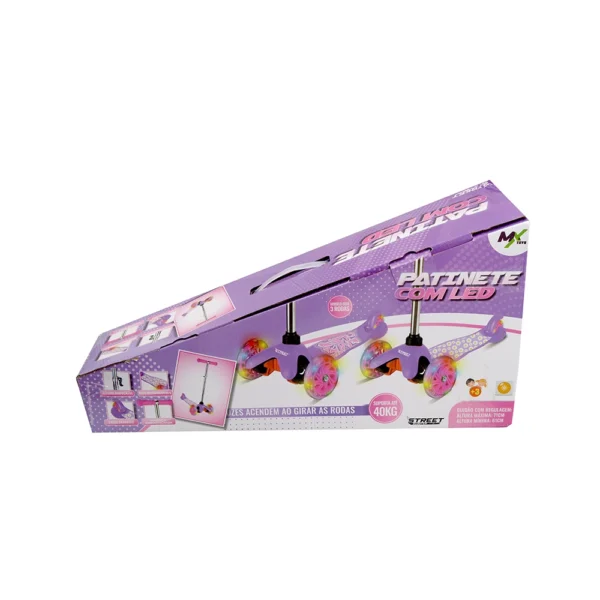 Patinete Infantil 3 Rodas Altura Ajustável com Led Rosa e Lilás - Image 2