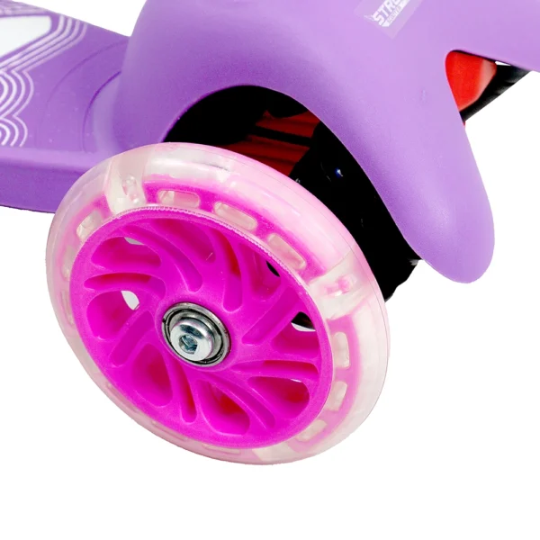 Patinete Infantil 3 Rodas Altura Ajustável com Led Rosa e Lilás - Image 5