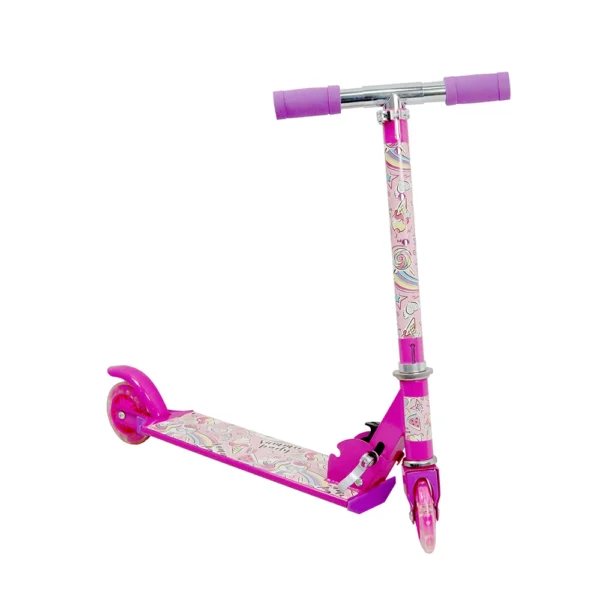 Patinete Infantil 2 Rodas Altura Ajustável com Led Rosa e Lilás