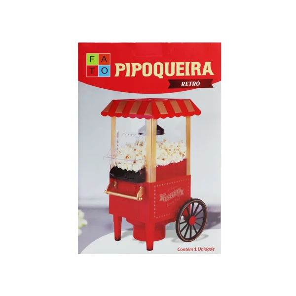 Pipoqueira Elétrica Retrô Sem Óleo Ar Quente 127V 1500W Vermelha - Image 3