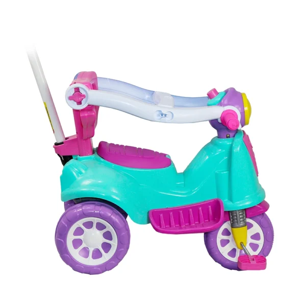 Triciclo Infantil Andador com Pedal e Empurrador Avespa Maral Rosa - Image 2
